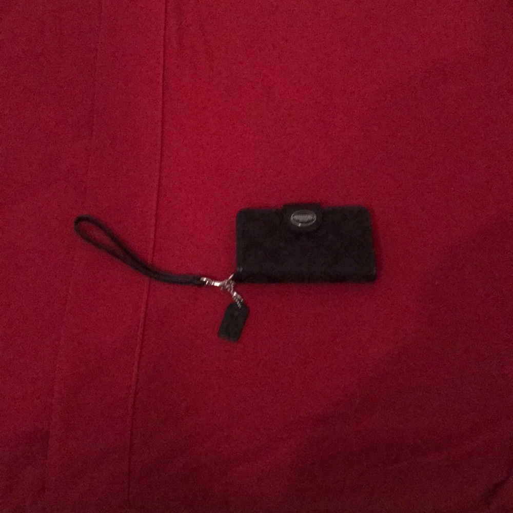 Black coach phone case with wallet like new